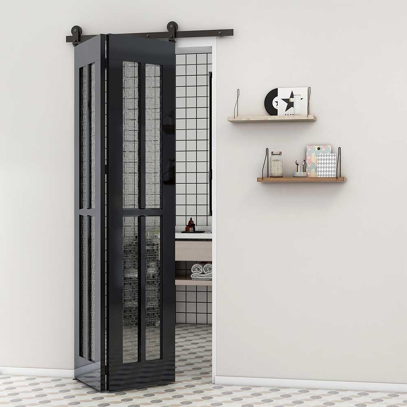 CCJH 3.3FT/39'' Bi-Folding Sliding Barn Door Hardware Kit Heavy Duty