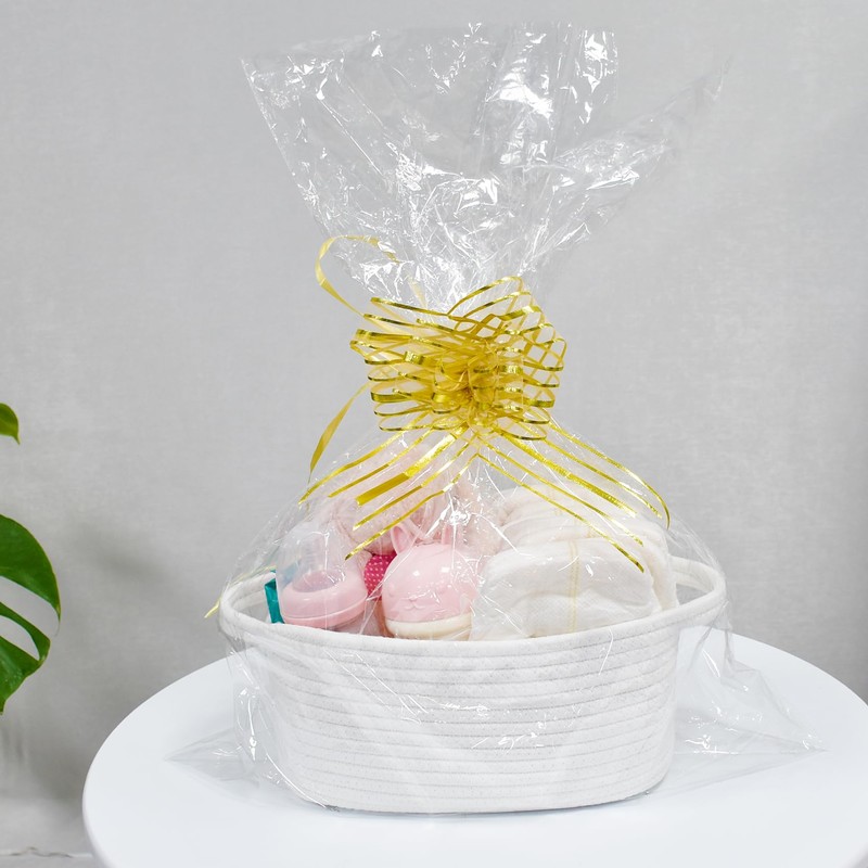 ABenkle Small White Basket, Soft Woven Storage Bins Baskets for