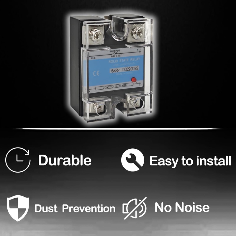 SSR-25DD Solid State Relays (Pack of 2) - DC 3–32V