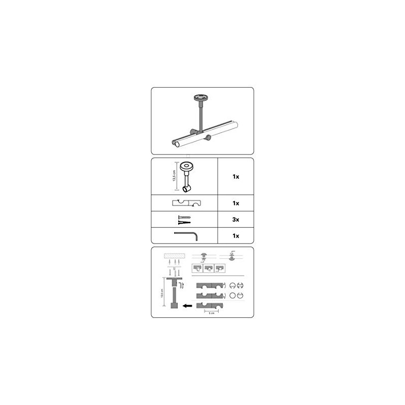 GARDINIA Universal Ceiling Support Open for Diameter 16 mm Stainless