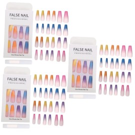 Beavorty 72pcs Super Gradient Color Fake Nails Rainbow Press Nail Tips for Art Easy to Trim File for Parties Daily Wear
