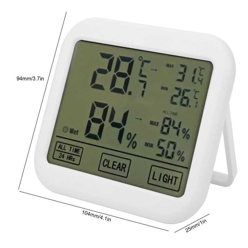 OWE034 4in Digital LCD Thermohygrometer Touch Screen Temperature Humidity Meter