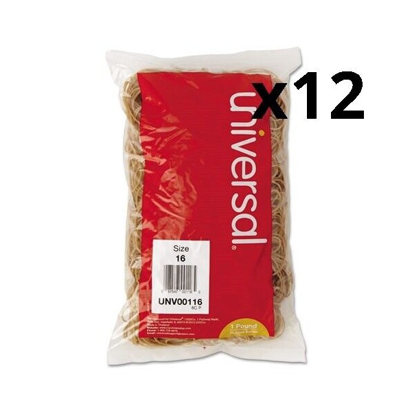 Universal Rubber Bands, Size 16, 0.04" Gauge, Beige, 1 lb