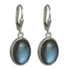 I-be, Labradorite Gemstone Earrings Oval 925 Silver Length 3.3 cm