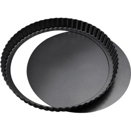 TECDW 20×2.5cm Non-Stick Quiche Pan, 8 Inch Round Fluted Tart Tin, Quiche Dish for The Oven, Quiche Tin with Removable Loose Bottom, Flan Tins with Loose Base, Large Pie Dishes for Pizza, Tart, Pie