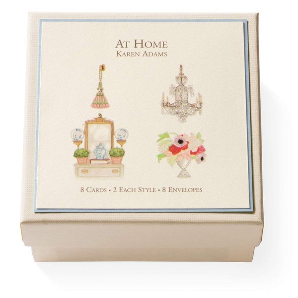Karen Adams"At Home Gift Enclosure Box of 8 Assorted Cards with Envelopes