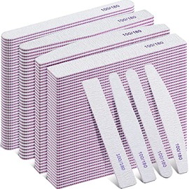 200 limas de uñas de 4 estilos a granel, grano 100/180 de doble cara, lima de uñas profesional reutilizable, lima de uñas para herramientas de manicur