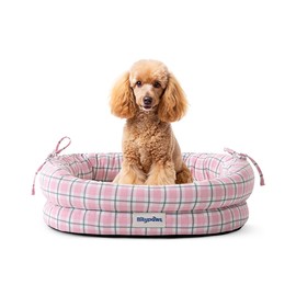 bilypaws Orthopedic Dog Bed for Medium Size Dogs, Chew-Resistant Pet Sofa Bed with Egg Crate Foam, 4-Sided Bolster, Removable Washable Cover & Anti-Slip Bottom, Medium Pink Plaid