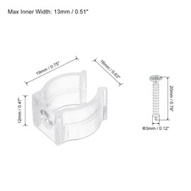 MECCANIXITY T5 U Clips Holder Bracket for LED Light Bulb Mounting Bracket Support Plastic Fluorescent Tube Holder with Screws, Clear Pack of 15