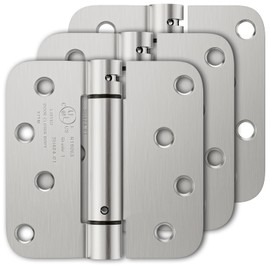 Luxbaro 3 Pack Self Closing Door Hinges, 4 Inch Spring Loaded Door Hinges, Adjustable Tension for Garage, Front Door, Back Door, for Left and Right Hand Door, 5/8'' Radius Corners, UL Listed