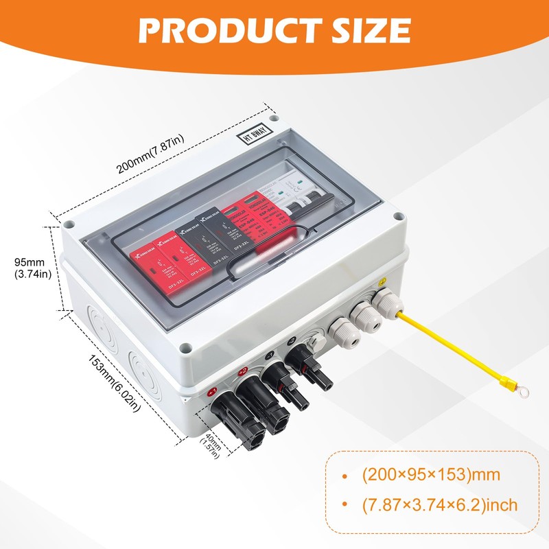 32A 600V DC PV Solar Combiner Box, 2 String 2