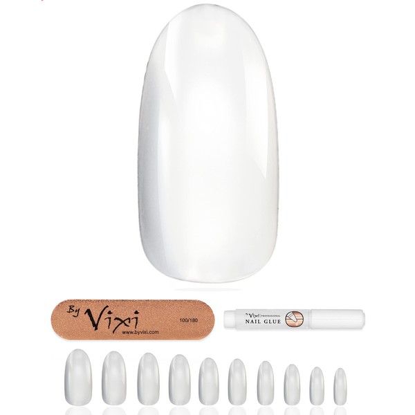 By Vixi 600 Pieces Long Oval Nail Extensions Free Glue