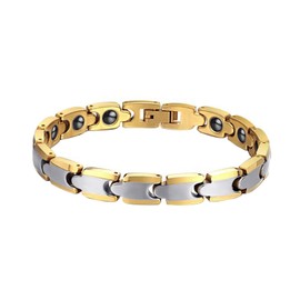 OIDEA Tungsten Gold Silver Two Tone Link Bracelet for Men 7.6 Inch