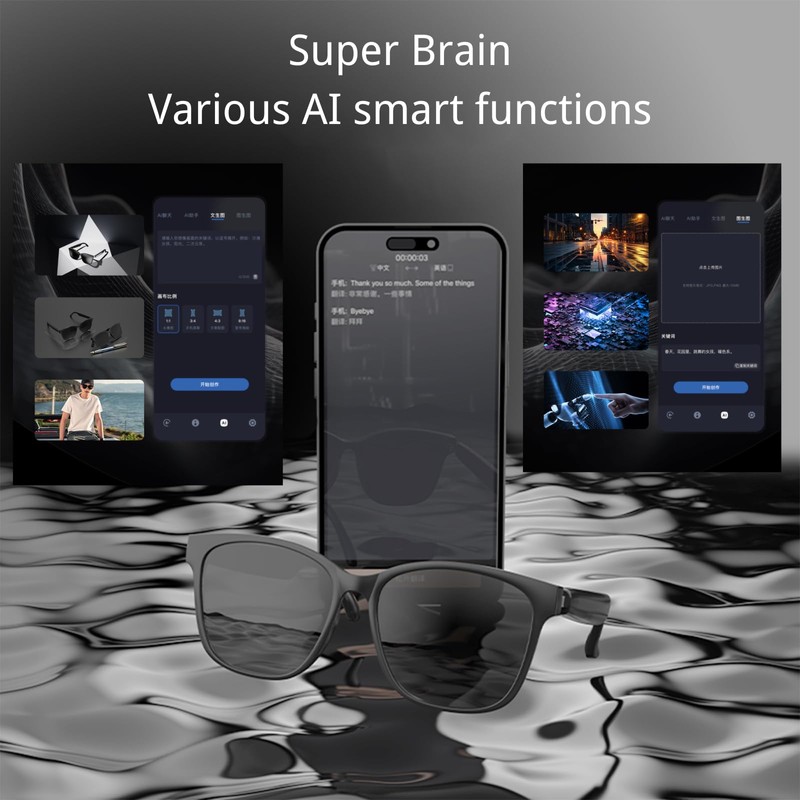 AI Translator Glasses with Smart Simultaneous Interpretation, Bluetooth 5.3 110+
