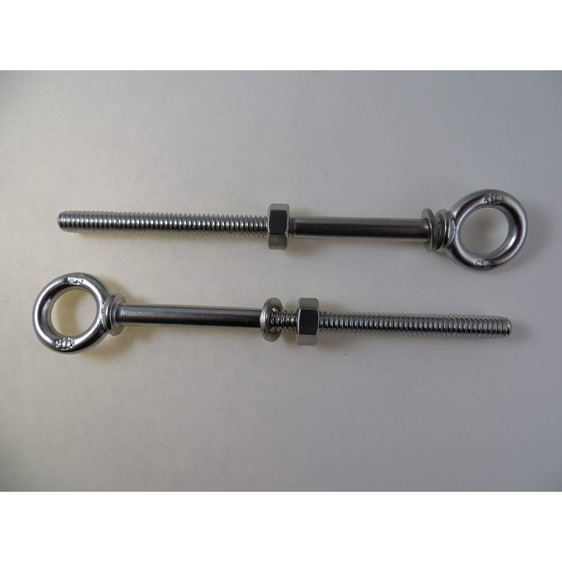 2 Pieces Stainless Steel 316 Eye Bolt 1/4" x 4"
