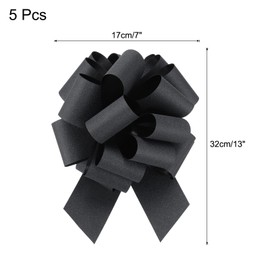uxcell 5pcs 7 Inch Large Pull Bow Glitter Gift Wrapping Big Pull Bows Ribbon Black for Wedding Baskets Presents Christmas Party