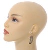 Gold Tone Clear Crystal Delicate Feather Drop Earrings - 50mm