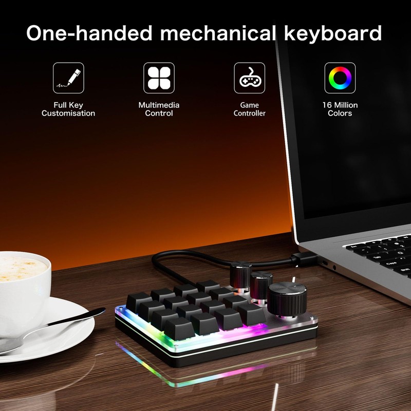 Macro Pad, Macro Keyboard, Programmable Keypad Customized, 16 Key Mini