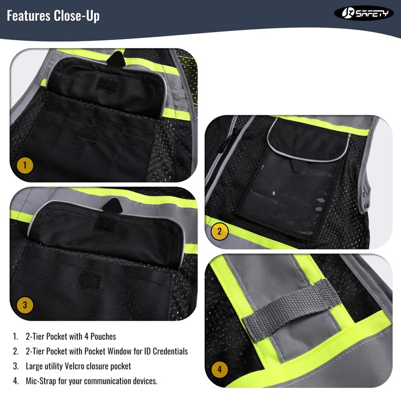 JKSafety Hi-Vis Safety Vest for Men&Women High Visibility Reflective Mesh