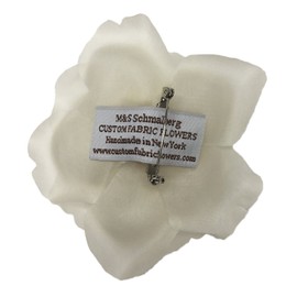 M&S Schmalberg Silk Rose Flower Pin Brooch Off-White (Light Ivory) Silk Flower Hand-made in New York's Garment Center (American Made)