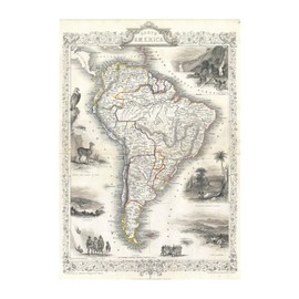 Spiffing Prints Tallis Map of South America 1850
