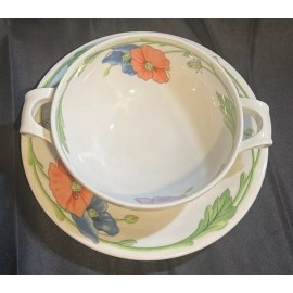 Villeroy & Boch Vintage Villeroy And Boch West Germany Amapola Soup Bowl & Saucer MINT