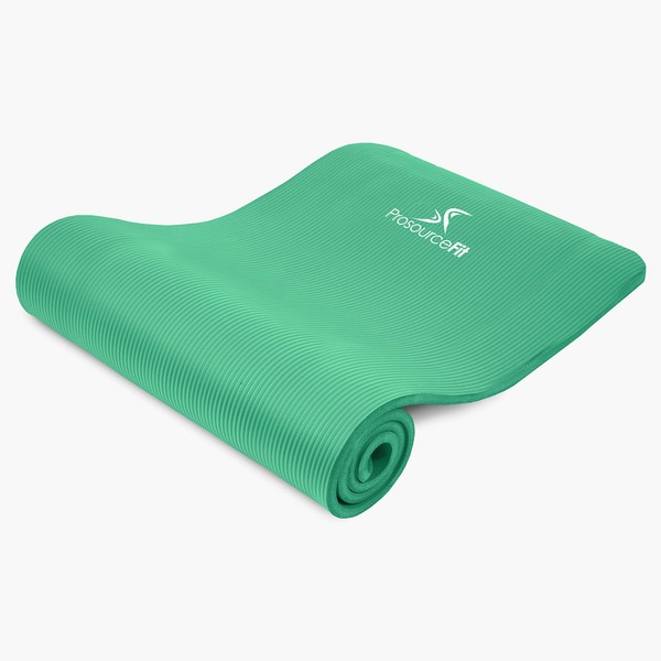 ProsourceFit Extra Thick Yoga and Pilates Mat 1" (25mm), 71-inch Long High Density Exercise Mat with Comfort Foam and Carrying Strap -Green