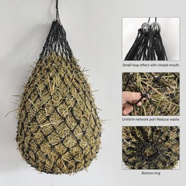 Hay Bags - 40" Ultra-Slow Feed Hay Net Bag Heavy-Duty Nylon & PE with 4" Holes for Horses, Goats, Sheep, Alpacas - Regulate Hay Intake, Improve Digestion, Hanging Stable Feeder