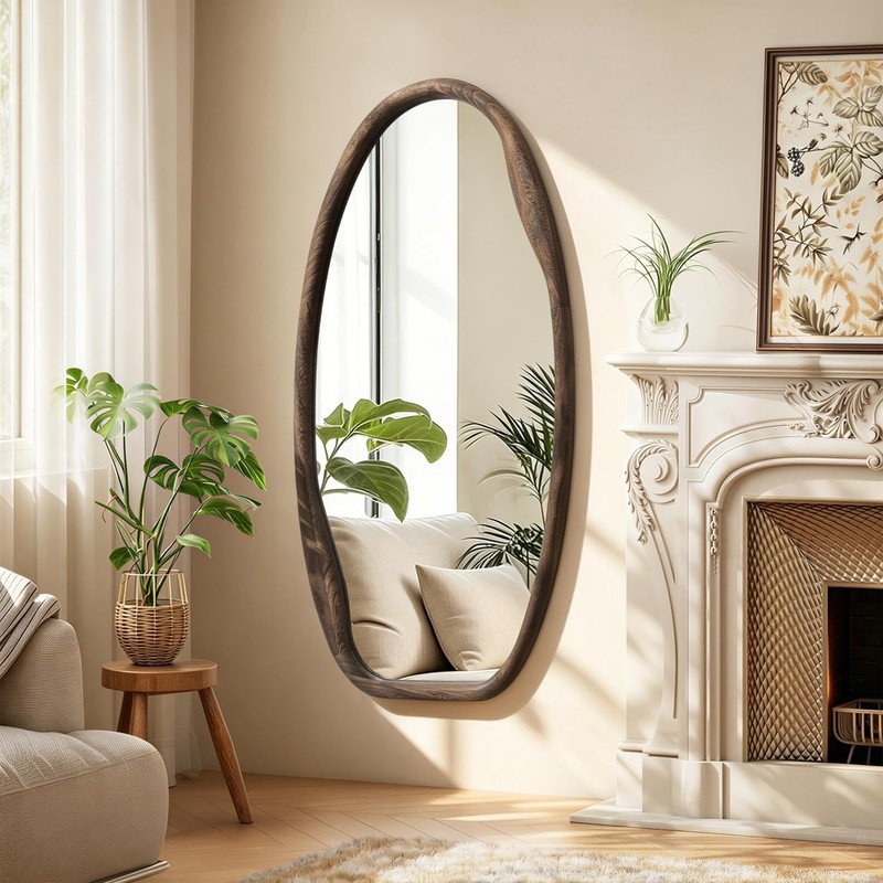 JJUUYOU Irregular Wall Mirror Asymmetrical Bathroom Mirrors for Wall 40"X20"