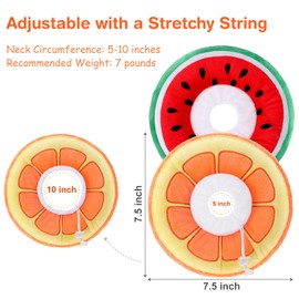 2 Pcs Adjustable Cat Cone Collar Soft Small Cute Cat Recovery Donut Collar After Surgery Orange Watermelon Elizabethan Kitten Neck Cones for Small Dogs Pet, Fruits Shaped, Under 7 lbs