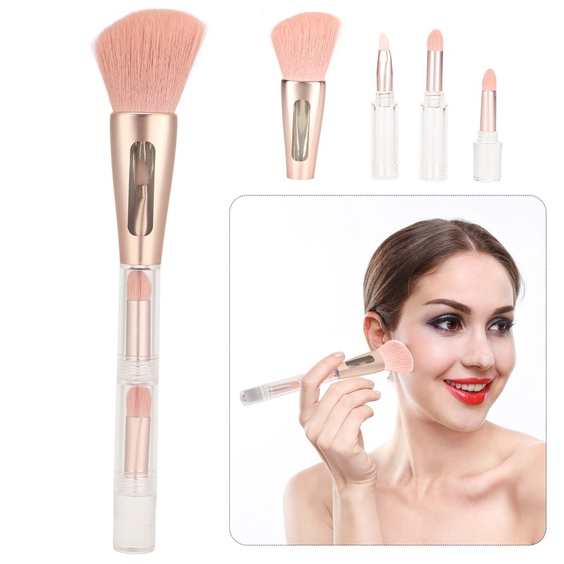 4 in 1 Makeup Brush Simple Elegant Portable Transparent Handle