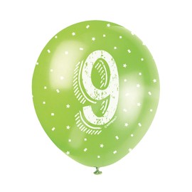Assorted Colors Number 9 Latex Balloons (30cm) - Perfect for Milestone Celebrations & Party Decor - 5 ct