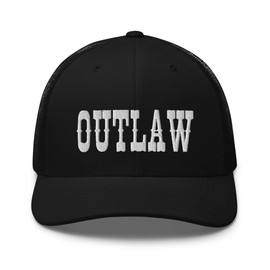 RIVEMUG Western Outlaw Trucker Hat Curved Bill Mid Crown Adjustable Cowboy Rodeo Cap Black