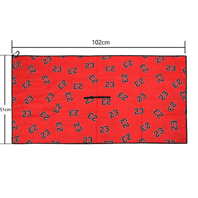 SHABIER Red Big Golf Towel with No.23 Design Golf Microfiber