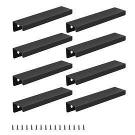 HUANR 8pcs 120mm Concealed Furniture Handles Black Hidden Cabinet Handles with Screws for Cupboards Drawers