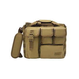 Silfrae Military Briefcase 15.6Inch Tactical Laptop Messenger Bag Laptop for Hiking, Cycling, Camping and Daily Use - Color: Khaki