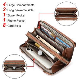 SENDEFN Crossbody Phone Bag for Women Travel Cross Body Bag Leather Waterproof with Adjustable Strap Multiple Pockets Card Slots