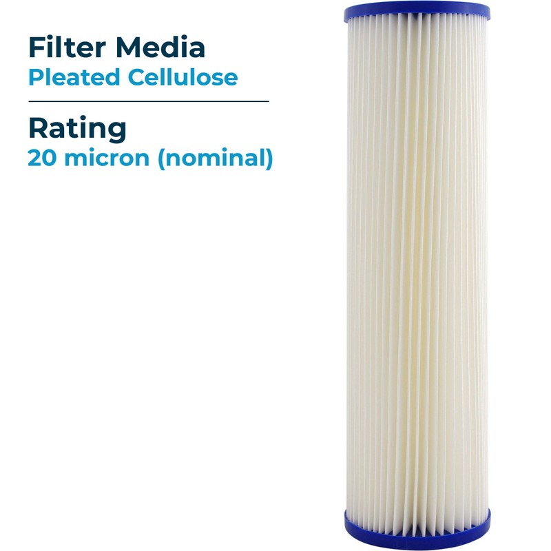 SpiroPure SP-EC20 10x2.5 20 Micron Pleated Cellulose Sediment Water Filter