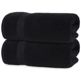 Quick-Dry, Soft & High Absorbent Jumbo Bath Sheet 35"x70" Cotton Turkish Bath Towel Set of 2 | Daily Use 100% Cotton for Bathroom, Gym & More | Bathroom Towels Set (2 Pcs, Black)