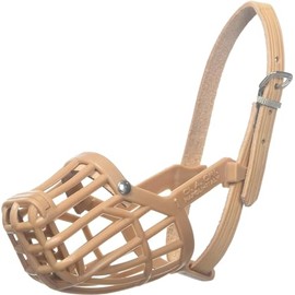 OmniPet Leather Brothers Italian Basket Dog Muzzle, Adjustable Secure Fit, Comfortable Design, Training and Safety, Averts Biting, Prevents Chewing and Scavenging, Perfect for Grooming - Tan, Size 3