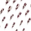 SINHOT Stiletto Press on Nails Long - Black Flower Fake