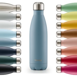 Blumtal Charles Thermos Flask, Leak-proof Stainless Steel, BPA-Free, Hours of Insulation of Hot and Cold Drinks, 500 ml, Grey/Blue