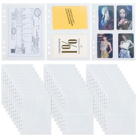 30 Pcs A5 Binder Pockets, 3 Size Double-Sided Binder Card Sleeves Pouch Photo Album Page for 6 Ring Insert Sleeves Refill Sheet