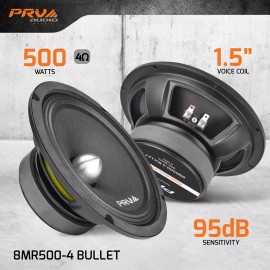 PRV Audio 2x PRV Audio 8MR500-4 BULLET Car Audio 8" Midrange Speakers 4 Ohm 1000W Package