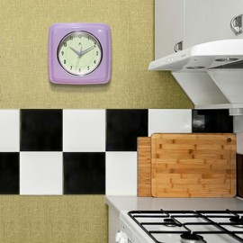 Infinity Instruments Square Retro Wall Clock, Lavender, 9.25"