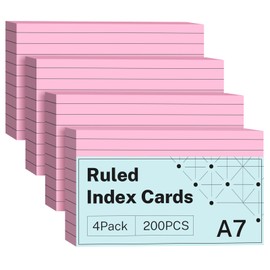 Pink Flash Cards 5x3 Revision Cards, 200 PCS, Pink Index Cards, Ruled Flashcards, Study Lined Revision Flash Cards 5x3 for Studying, Recipe Cards Record Cards for Office/Home/School