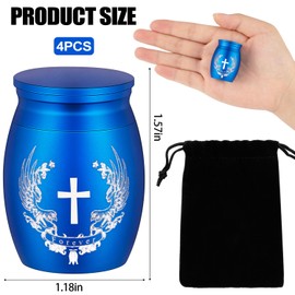 LGFMGWH Set of 4 Small Urns for Human Ashes, Mini Urns for Human Ashes Keepsake, Tiny Cremation Urn Keepsake Stainless Steel, Memorial Ash Holder for Loss of Loved One