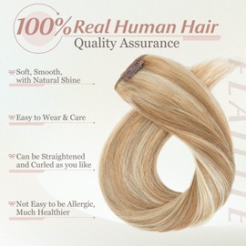 Elailite Remy Human Hair Extensions Real Hair - Clip-In Real Hair Extensions Clip - Straight - 14 Inches (35 cm 60 g) #12P613 Golden Brown & Bleached Blonde Pack of 5