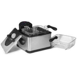 MegaChef Electric Oil Deep Fryer with Adjustable Temperature Control and Timer (4.23 Quart)