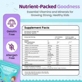 ZettoA Daily Multivitamins for Kids Ages 2+, Berry Gummies with 11 Essential Vitamins & Minerals for Immune Support, Bone Health & Brain Function - No Sugar, Non-GMO, Gelatin-Free - 30 Count